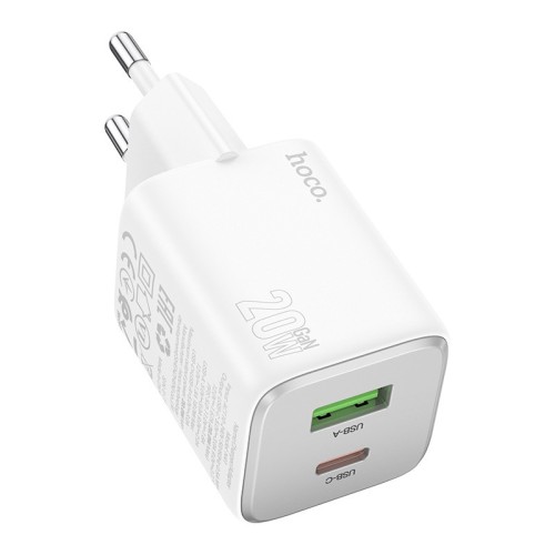 ĮKROVIKLIS HOCO N41 20W GAN USB-A/USB-C BALTAS ĮKROVIKLIS HOCO N41 20W GAN USB-A/USB-C BALTAS
