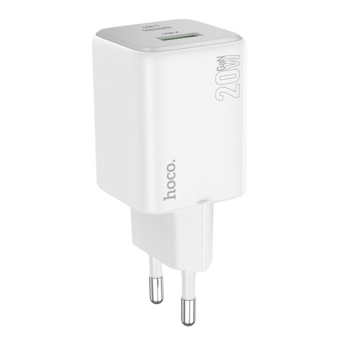 ĮKROVIKLIS HOCO N41 20W GAN USB-A/USB-C BALTAS ĮKROVIKLIS HOCO N41 20W GAN USB-A/USB-C BALTAS