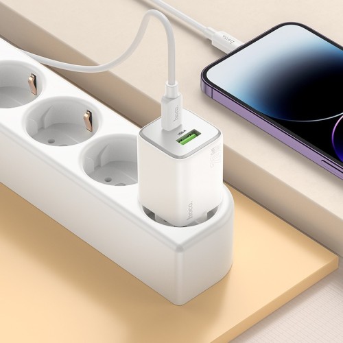 ĮKROVIKLIS HOCO N41 20W GAN USB-A/USB-C BALTAS ĮKROVIKLIS HOCO N41 20W GAN USB-A/USB-C BALTAS