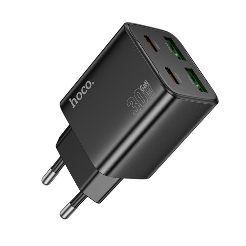 ĮKROVIKLIS HOCO N56 30W GAN 2XUSB-C/2XUSB-A JUODAS
