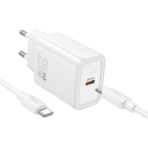 ĮKROVIKLIS HOCO N60 20W GAN USB-C + USB-C TO USB-C CABLE 1.0M BALTAS ĮKROVIKLIS HOCO N60 20W GAN USB-C + USB-C TO USB-C CABLE 1.0M BALTAS