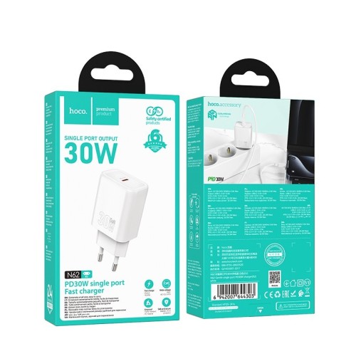 ĮKROVIKLIS HOCO N62 30W GAN USB-C BALTAS ĮKROVIKLIS HOCO N62 30W GAN USB-C BALTAS