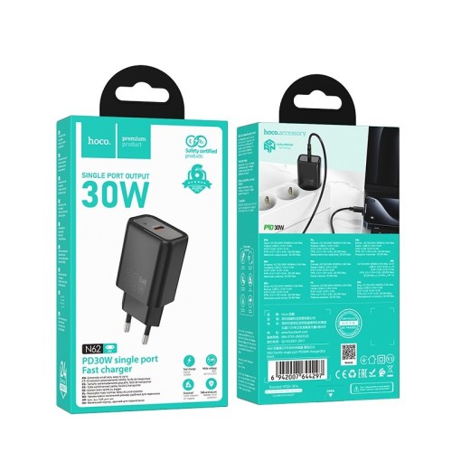 ĮKROVIKLIS HOCO N62 30W GAN USB-C JUODAS