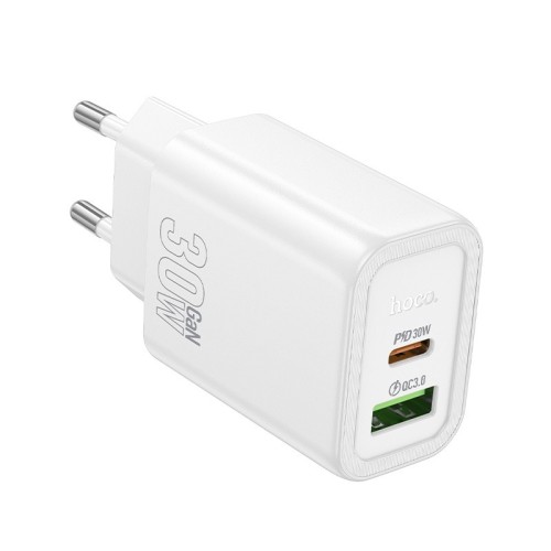 ĮKROVIKLIS HOCO N63 30W GAN USB-C/USB-A BALTAS ĮKROVIKLIS HOCO N63 30W GAN USB-C/USB-A BALTAS