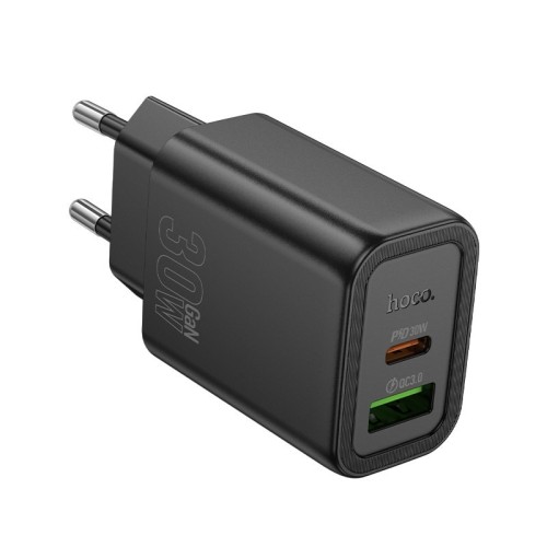 ĮKROVIKLIS HOCO N63 30W GAN USB-C/USB-A JUODAS ĮKROVIKLIS HOCO N63 30W GAN USB-C/USB-A JUODAS