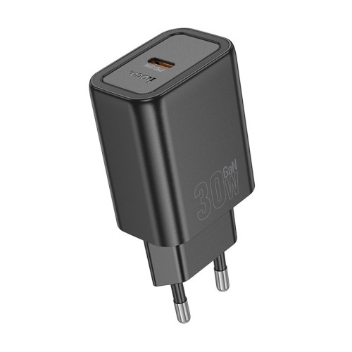 ĮKROVIKLIS HOCO N63 30W GAN USB-C/USB-A JUODAS