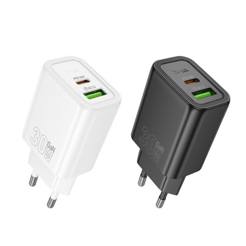 ĮKROVIKLIS HOCO N63 30W GAN USB-C/USB-A JUODAS