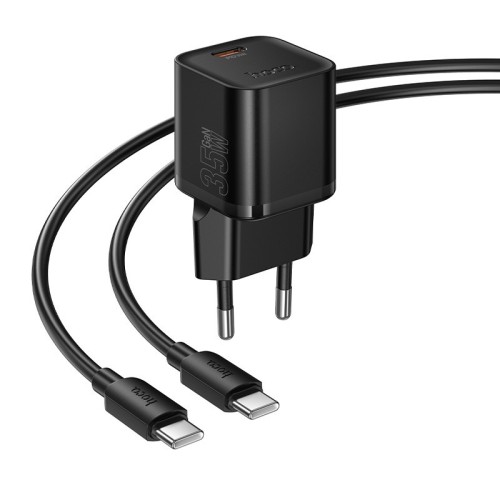 ĮKROVIKLIS HOCO N66 35W GAN USB-C/USB-A + USB-C TO USB-C CABLE 1.0M JUODAS ĮKROVIKLIS HOCO N66 35W GAN USB-C/USB-A + USB-C TO USB-C CABLE 1.0M JUODAS