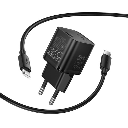 ĮKROVIKLIS HOCO N66 35W GAN USB-C/USB-A + USB-C TO USB-C CABLE 1.0M JUODAS ĮKROVIKLIS HOCO N66 35W GAN USB-C/USB-A + USB-C TO USB-C CABLE 1.0M JUODAS