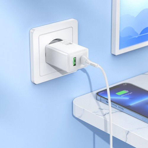 ĮKROVIKLIS HOCO N71 30W GAN USB-C/USB-A + USB-C TO LIGHTNING CABLE 1.0M BALTAS ĮKROVIKLIS HOCO N71 30W GAN USB-C/USB-A + USB-C TO LIGHTNING CABLE 1.0M BALTAS