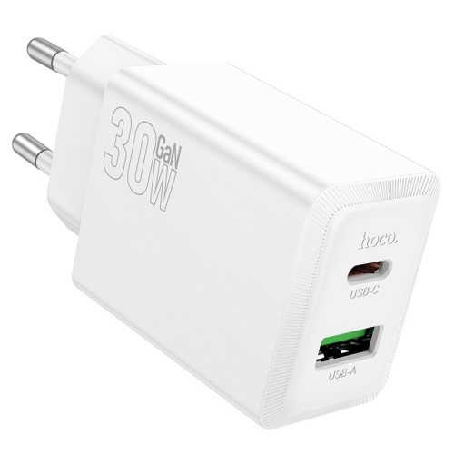 ĮKROVIKLIS HOCO N71 30W GAN USB-C/USB-A BALTAS ĮKROVIKLIS HOCO N71 30W GAN USB-C/USB-A BALTAS