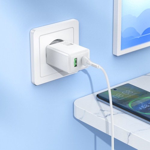 ĮKROVIKLIS HOCO N71 30W GAN USB-C/USB-A BALTAS ĮKROVIKLIS HOCO N71 30W GAN USB-C/USB-A BALTAS