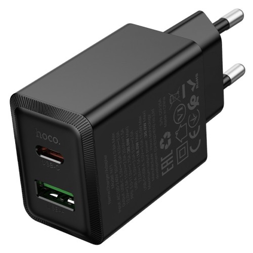 ĮKROVIKLIS HOCO N71 30W GAN USB-C/USB-A JUODAS ĮKROVIKLIS HOCO N71 30W GAN USB-C/USB-A JUODAS