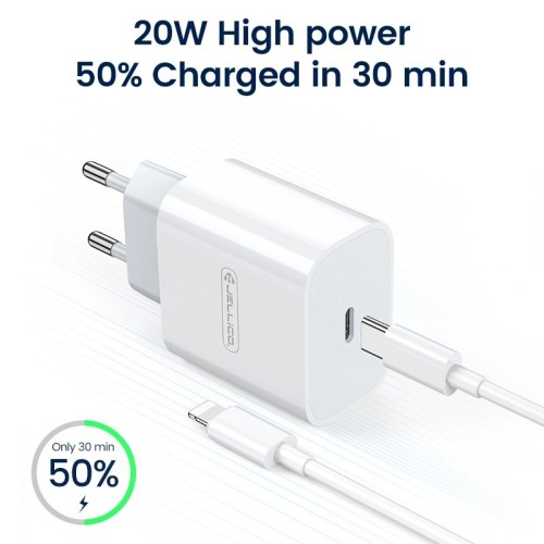 ĮKROVIKLIS JELLICO AK180 20W USB-C + USB-C TO LIGHTNING CABLE 1.0M BALTAS ĮKROVIKLIS JELLICO AK180 20W USB-C + USB-C TO LIGHTNING CABLE 1.0M BALTAS
