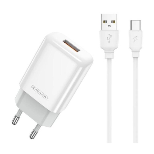 ĮKROVIKLIS JELLICO EU01 2.4A USB-A + USB-A TO USB-C CABLE 1.0M BALTAS ĮKROVIKLIS JELLICO EU01 2.4A USB-A + USB-A TO USB-C CABLE 1.0M BALTAS