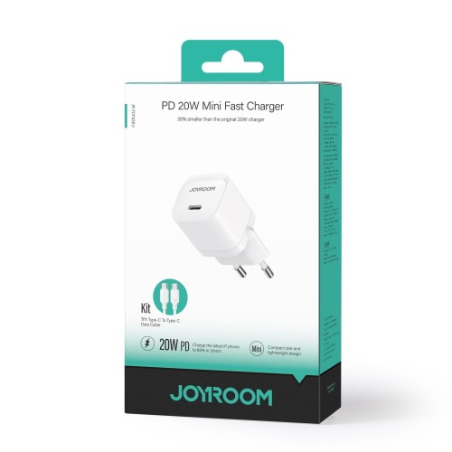 ĮKROVIKLIS JOYROOM JR-TCF02 20W USB-C + USB-C TO USB-C CABLE 1.0M BALTAS ĮKROVIKLIS JOYROOM JR-TCF02 20W USB-C + USB-C TO USB-C CABLE 1.0M BALTAS