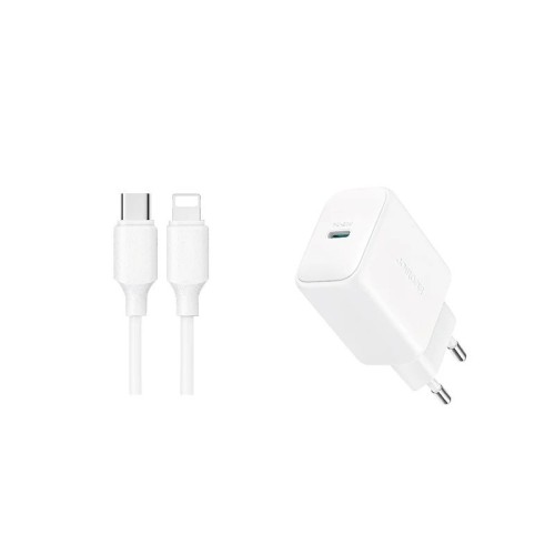 ĮKROVIKLIS JOYROOM JR-TCF20 20W USB-C + USB-C TO LIGHTNING CABLE 1.0M BALTAS