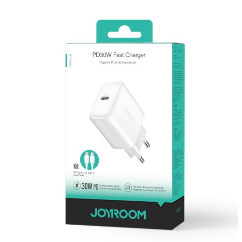 ĮKROVIKLIS JOYROOM JR-TCF24 30W USB-C + USB-C TO USB-C CABLE 1.0M BALTAS ĮKROVIKLIS JOYROOM JR-TCF24 30W USB-C + USB-C TO USB-C CABLE 1.0M BALTAS