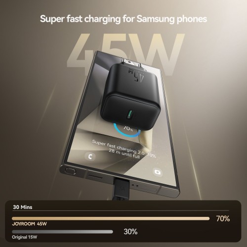 ĮKROVIKLIS JOYROOM JR-TCG13 45W GAN USB-C JUODAS ĮKROVIKLIS JOYROOM JR-TCG13 45W GAN USB-C JUODAS