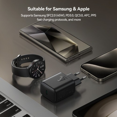 ĮKROVIKLIS JOYROOM JR-TCG13 45W GAN USB-C JUODAS ĮKROVIKLIS JOYROOM JR-TCG13 45W GAN USB-C JUODAS