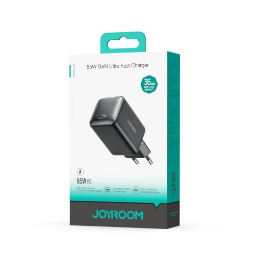 ĮKROVIKLIS JOYROOM JR-TCG18 65W GAN USB-C JUODAS ĮKROVIKLIS JOYROOM JR-TCG18 65W GAN USB-C JUODAS
