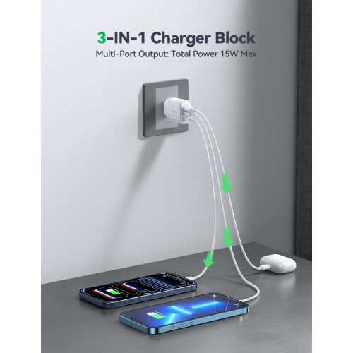 ĮKROVIKLIS JOYROOM JR-TG6 30W 2XUSB-C/USB-A BALTAS