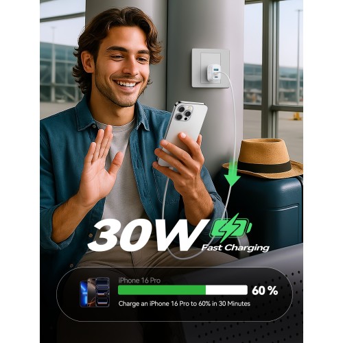 ĮKROVIKLIS JOYROOM JR-TG6 30W 2XUSB-C/USB-A BALTAS