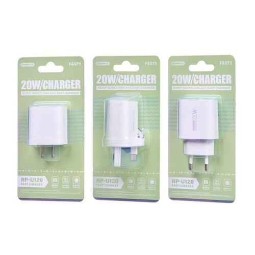 ĮKROVIKLIS REMAX RP-U120 20W USB-C/USB-A BALTAS