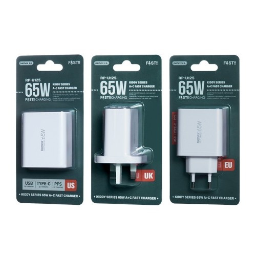 ĮKROVIKLIS REMAX RP-U125 65W GAN USB-C/USB-A BALTAS ĮKROVIKLIS REMAX RP-U125 65W GAN USB-C/USB-A BALTAS