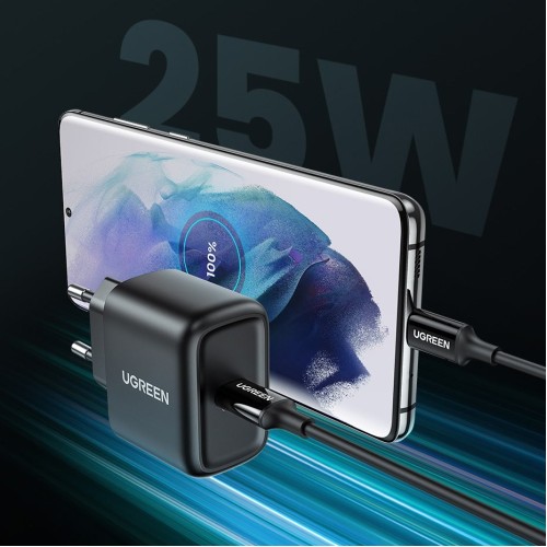 ĮKROVIKLIS UGREEN CD250 25W USB-C + USB-C TO USB-C CABLE 2.0M JUODAS ĮKROVIKLIS UGREEN CD250 25W USB-C + USB-C TO USB-C CABLE 2.0M JUODAS