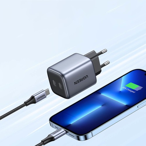 ĮKROVIKLIS UGREEN CD294 45W GAN 2XUSB-C JUODAS ĮKROVIKLIS UGREEN CD294 45W GAN 2XUSB-C JUODAS