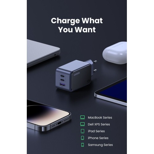 ĮKROVIKLIS UGREEN X553 GAN 65W 2XUSB-C/USB-A PILKAS (35042) ĮKROVIKLIS UGREEN X553 GAN 65W 2XUSB-C/USB-A PILKAS (35042)