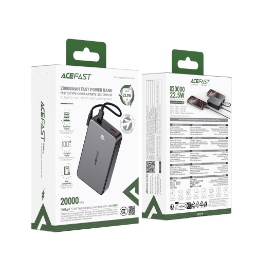 IŠORINĖ BATERIJA POWER BANK ACEFAST M29-20000 22.5W 20000MAH JUODA IŠORINĖ BATERIJA POWER BANK ACEFAST M29-20000 22.5W 20000MAH JUODA