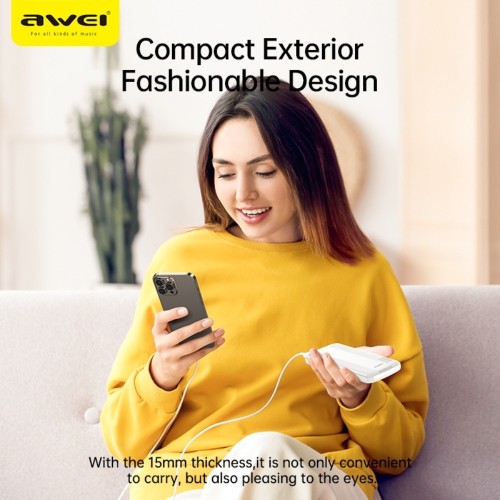 IŠORINĖ BATERIJA POWER BANK AWEI P20K 5V/2.4A 10000MAH JUODA IŠORINĖ BATERIJA POWER BANK AWEI P20K 5V/2.4A 10000MAH JUODA