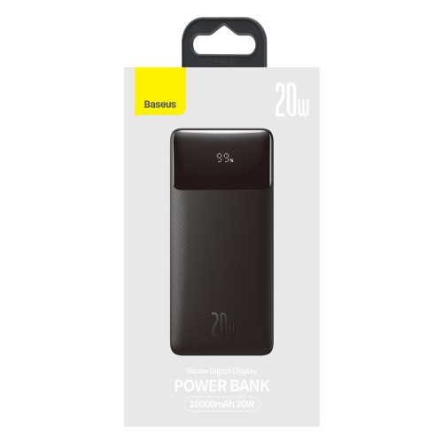 IŠORINĖ BATERIJA POWER BANK BASEUS BIPOW 20W 10000MAH + MICROUSB 0.25M JUODA PPBD050301 IŠORINĖ BATERIJA POWER BANK BASEUS BIPOW 20W 10000MAH + MICROUSB 0.25M JUODA PPBD050301
