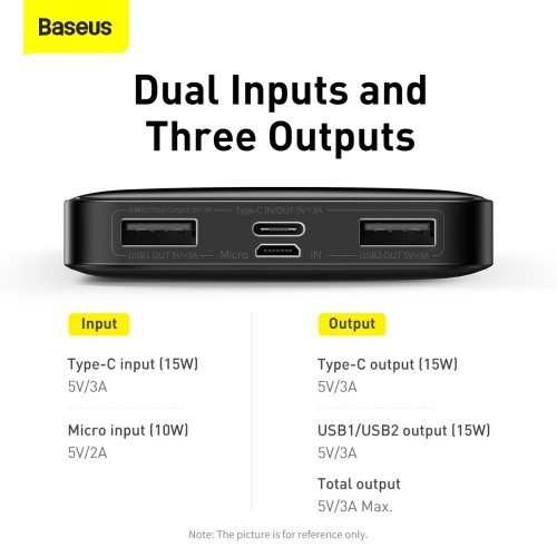 IŠORINĖ BATERIJA POWER BANK BASEUS BIPOW TYPE-C PD+2XQUICK CHARGE 3.0 15W 10000MAH SU EKRANU JUODA PPBD050001 IŠORINĖ BATERIJA POWER BANK BASEUS BIPOW TYPE-C PD+2XQUICK CHARGE 3.0 15W 10000MAH SU EKRANU JUODA PPBD050001