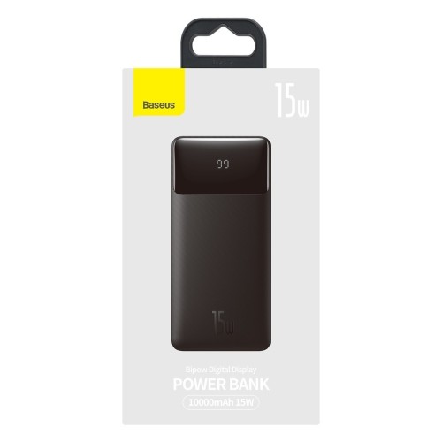 IŠORINĖ BATERIJA POWER BANK BASEUS BIPOW TYPE-C PD+2XQUICK CHARGE 3.0 15W 10000MAH SU EKRANU JUODA PPBD050001 IŠORINĖ BATERIJA POWER BANK BASEUS BIPOW TYPE-C PD+2XQUICK CHARGE 3.0 15W 10000MAH SU EKRANU JUODA PPBD050001