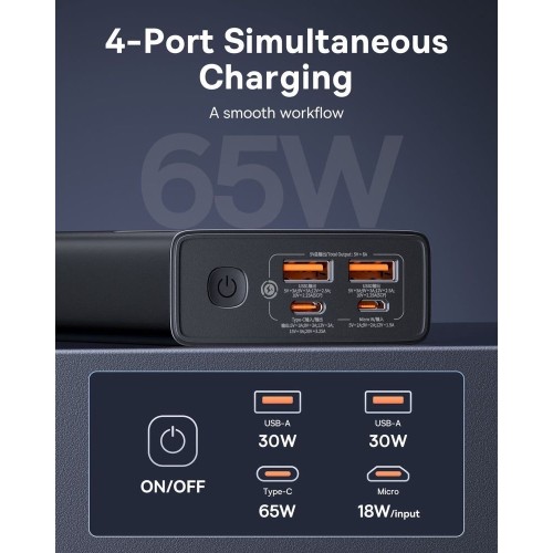IŠORINĖ BATERIJA POWER BANK BASEUS STARLORD 65W 20000MAH JUODA P10022906113-00 IŠORINĖ BATERIJA POWER BANK BASEUS STARLORD 65W 20000MAH JUODA P10022906113-00