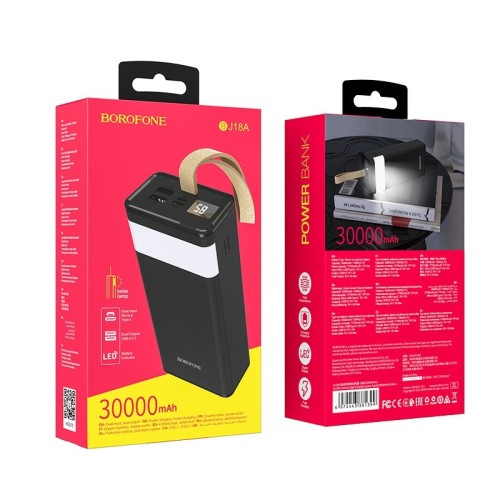 IŠORINĖ BATERIJA POWER BANK BOROFONE BJ18A 2XUSB 2A 30000MAH JUODA