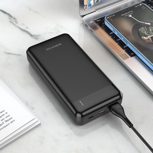 IŠORINĖ BATERIJA POWER BANK BOROFONE BJ19A TYPE-C PD 20W+QUICK CHARGE 3.0 20000MAH JUODA