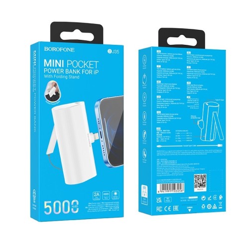 IŠORINĖ BATERIJA POWER BANK BOROFONE BJ35 LIGHTNING 5000MAH BALTA IŠORINĖ BATERIJA POWER BANK BOROFONE BJ35 LIGHTNING 5000MAH BALTA