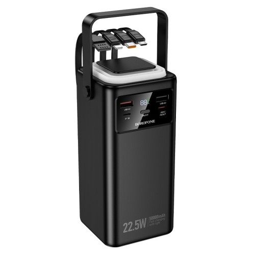 IŠORINĖ BATERIJA POWER BANK BOROFONE BJ65A 22.5W 50000MAH JUODA IŠORINĖ BATERIJA POWER BANK BOROFONE BJ65A 22.5W 50000MAH JUODA