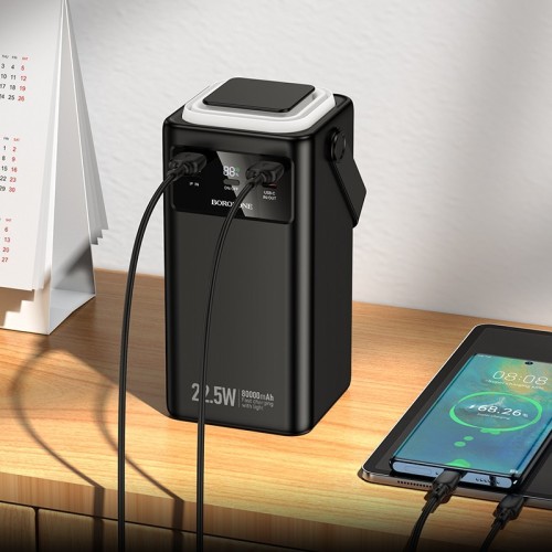 IŠORINĖ BATERIJA POWER BANK BOROFONE BJ65B 22.5W 80000MAH JUODA IŠORINĖ BATERIJA POWER BANK BOROFONE BJ65B 22.5W 80000MAH JUODA