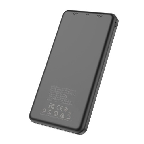 IŠORINĖ BATERIJA POWER BANK BOROFONE BT28 ULTRA SLIM 10000MAH JUODA IŠORINĖ BATERIJA POWER BANK BOROFONE BT28 ULTRA SLIM 10000MAH JUODA