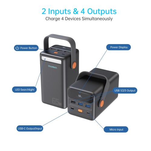 IŠORINĖ BATERIJA POWER BANK CHOETECH B664 50000MAH 65W IŠORINĖ BATERIJA POWER BANK CHOETECH B664 50000MAH 65W