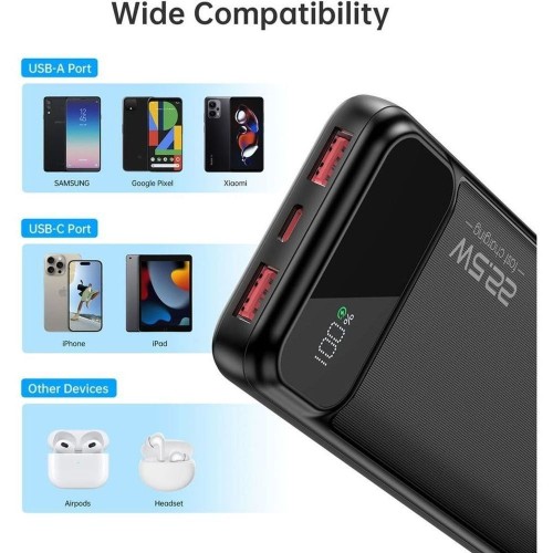 IŠORINĖ BATERIJA POWER BANK CHOETECH B728 22.5W 10000MAH JUODA IŠORINĖ BATERIJA POWER BANK CHOETECH B728 22.5W 10000MAH JUODA