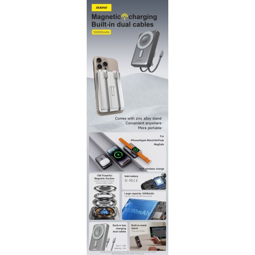 IŠORINĖ BATERIJA POWER BANK DUDAO K29 MAGSAFE 20W 10000MAH PILKAS IŠORINĖ BATERIJA POWER BANK DUDAO K29 MAGSAFE 20W 10000MAH PILKAS