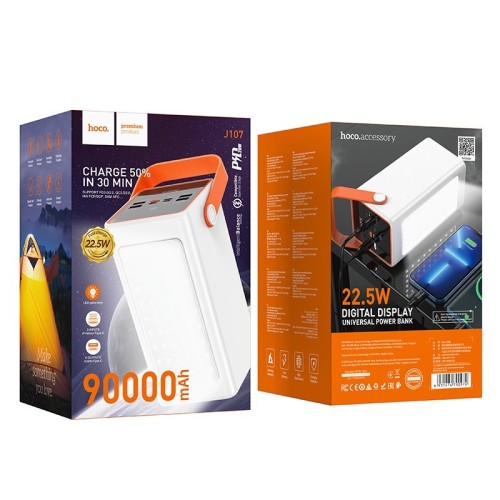 IŠORINĖ BATERIJA POWER BANK HOCO J107 SUPER 22.5W 90000MAH BALTA IŠORINĖ BATERIJA POWER BANK HOCO J107 SUPER 22.5W 90000MAH BALTA