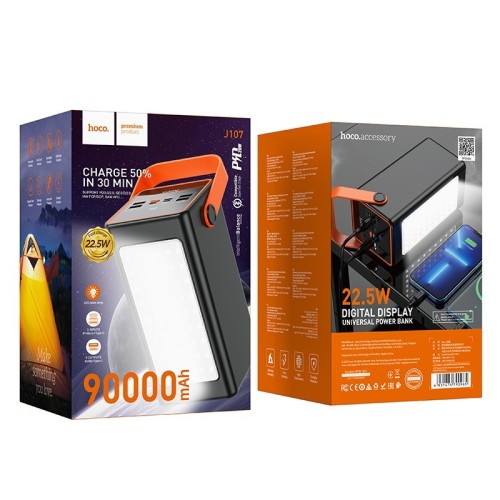 IŠORINĖ BATERIJA POWER BANK HOCO J107 SUPER 22.5W 90000MAH JUODA IŠORINĖ BATERIJA POWER BANK HOCO J107 SUPER 22.5W 90000MAH JUODA