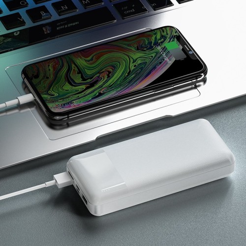 IŠORINĖ BATERIJA POWER BANK HOCO J72A 20000MAH BALTA